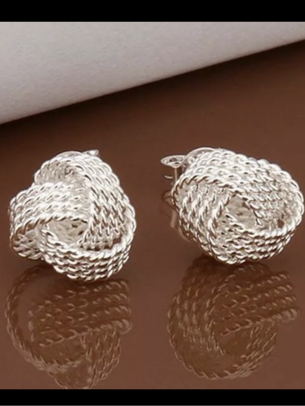 NWT Silver Mesh Knot Stud Earrings